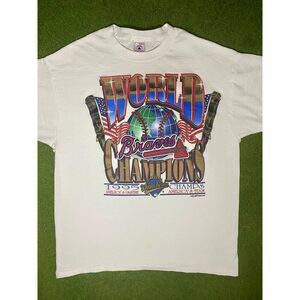 1995 Atlanta Braves - World Champions - Vintage MLB T Shirt (Large)